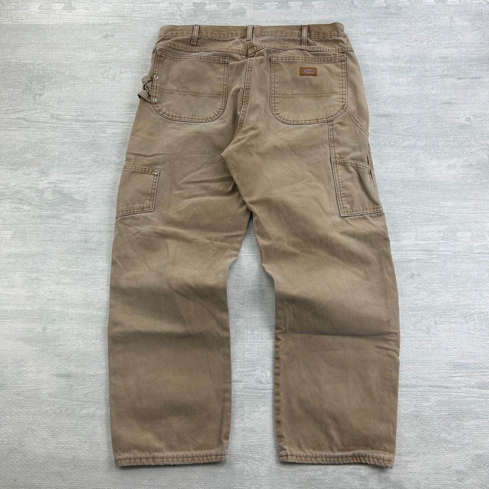 Vintage Dickies Carpenter Pants Size 38x30 Tan Relaxed Fit Heavy Canvas Workwear